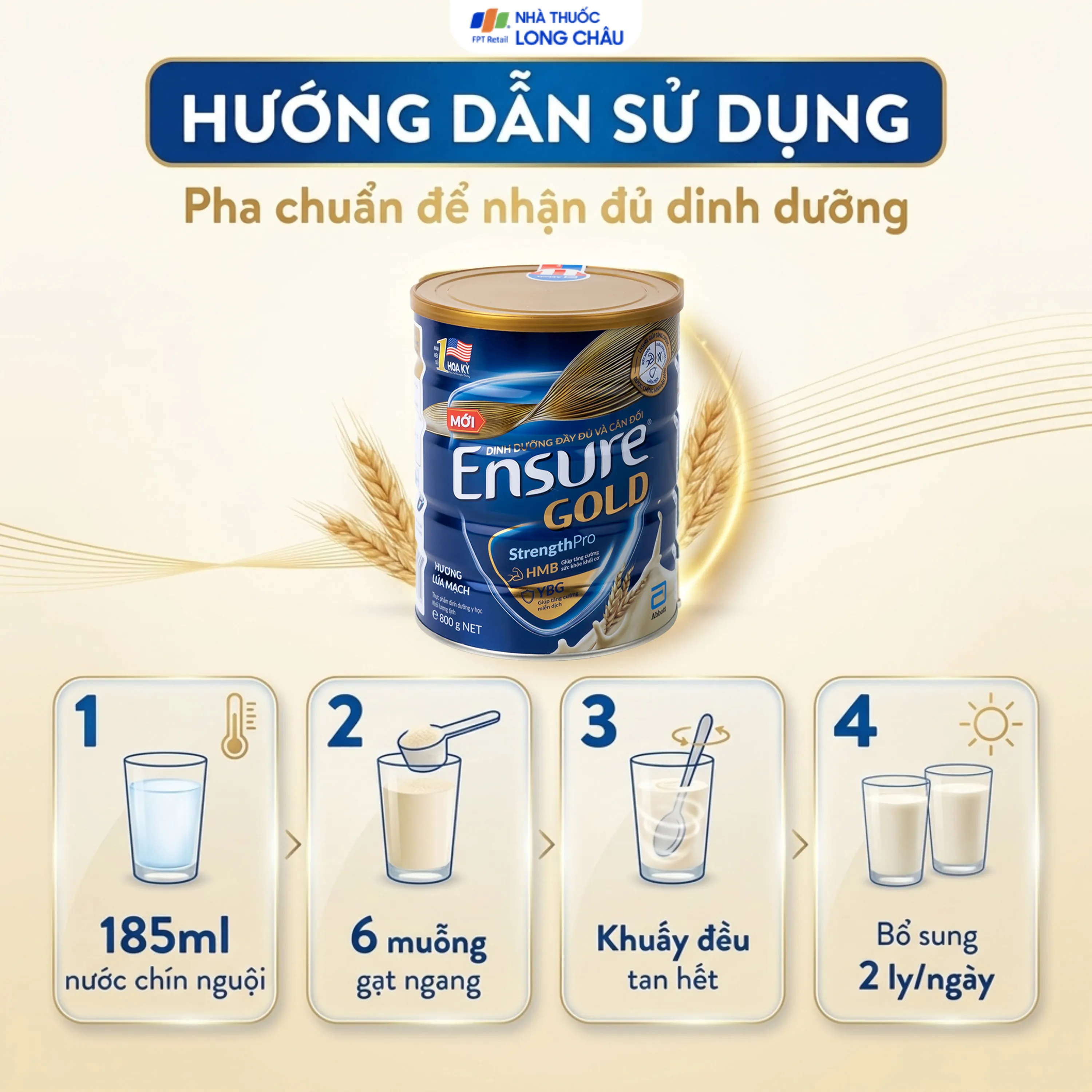 SỮA TĂNG CƯỜNG SỨC KHỎE ENSURE GOLD STRENGTHPRO HƯƠNG LÚA MẠCH 800G 5