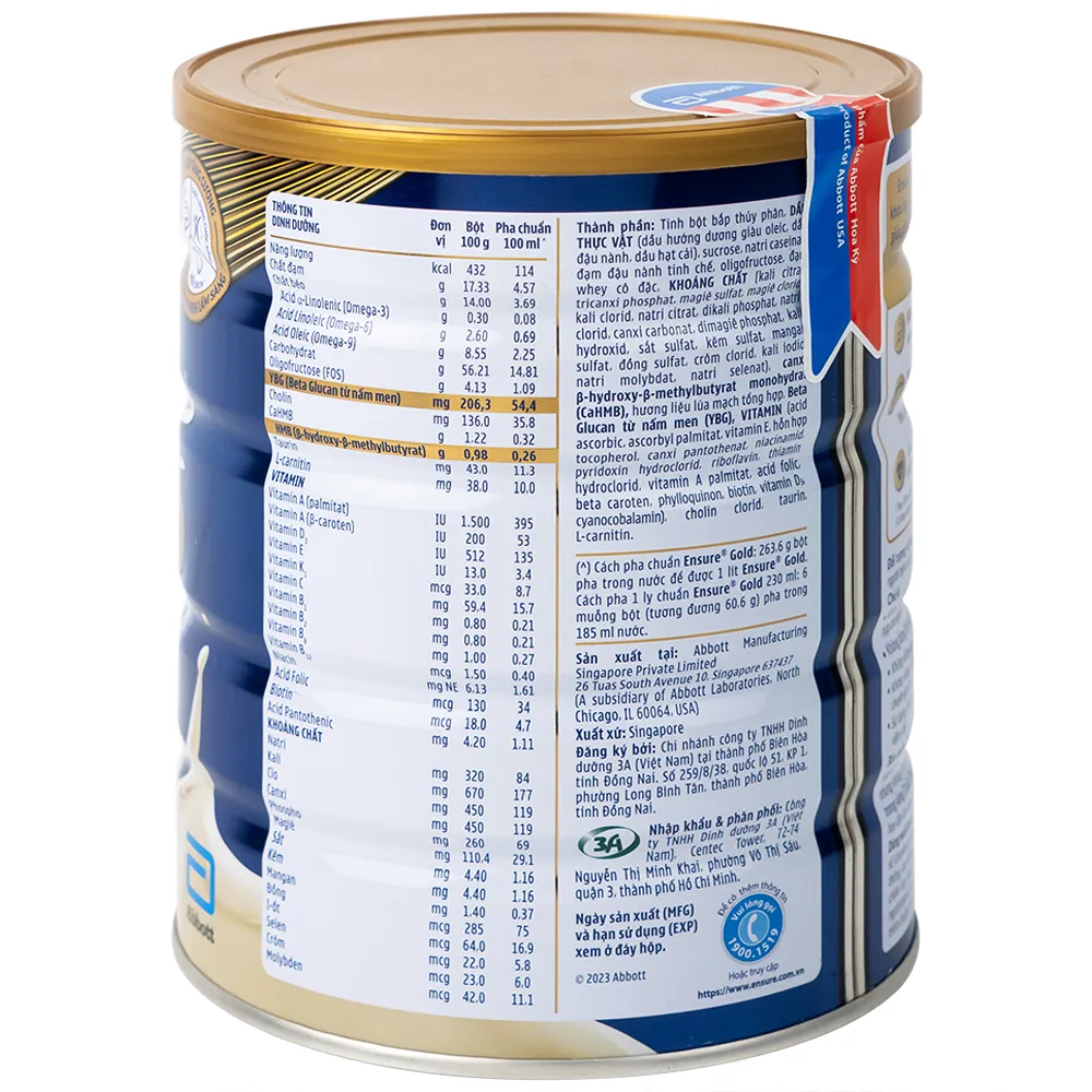 SỮA TĂNG CƯỜNG SỨC KHỎE ENSURE GOLD STRENGTHPRO HƯƠNG LÚA MẠCH 800G 7