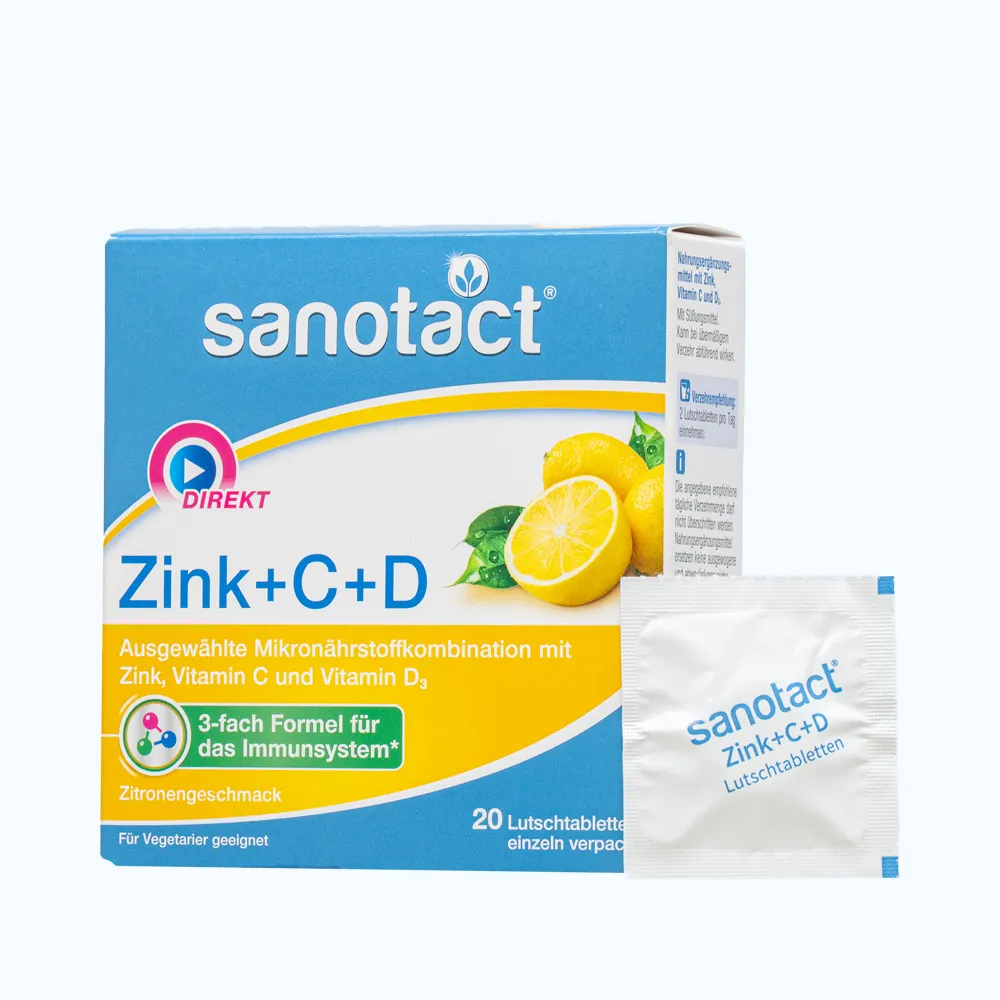SANOTACT ZINK + C + D LUTSCHTABLETTEN Hỗ Trợ Tăng Sức Đề Kháng (Hộp 20 viên) 2