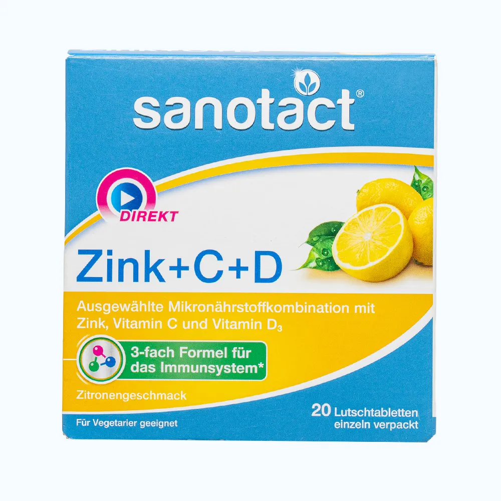 SANOTACT ZINK + C + D LUTSCHTABLETTEN Hỗ Trợ Tăng Sức Đề Kháng (Hộp 20 viên) 3