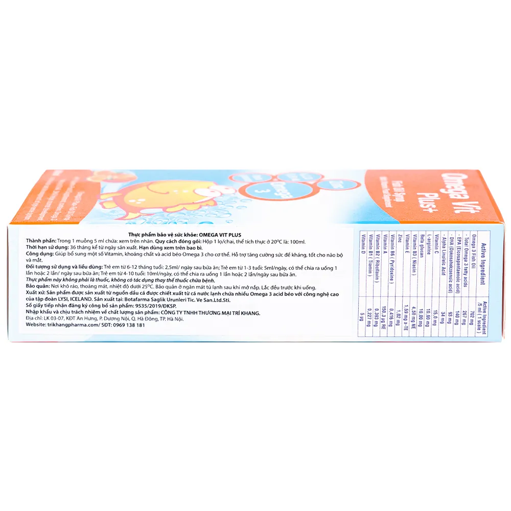 Thực phẩm bảo vệ sức khỏe Omega Vit Plus chai 100Ml 10