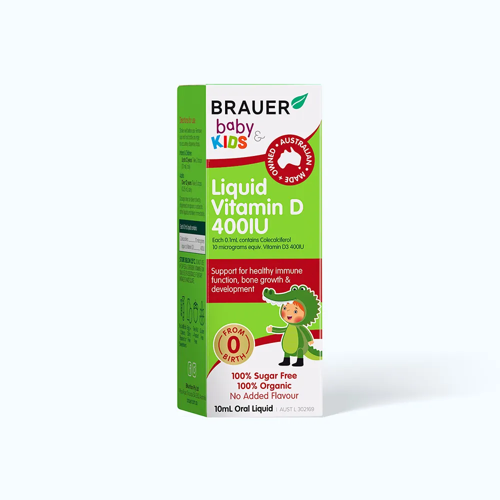 Siro BRAUER Baby Kids Vitamin D 400IU hỗ trợ hấp thu canxi (Chai 10ml) 2