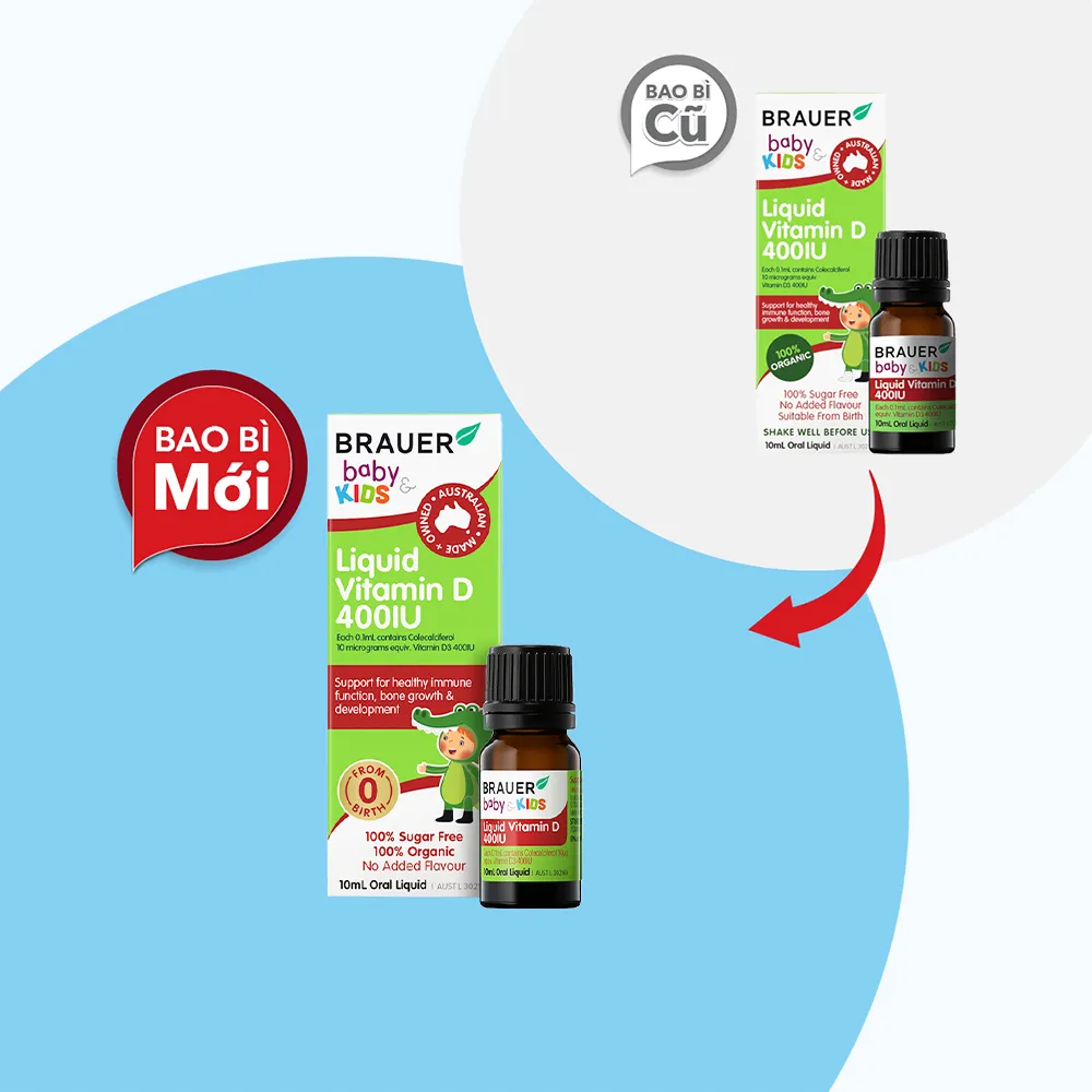 Siro BRAUER Baby Kids Vitamin D 400IU hỗ trợ hấp thu canxi (Chai 10ml) 4