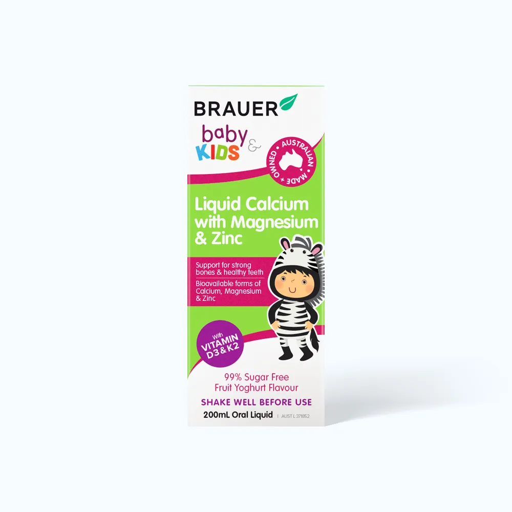 Siro Brauer Kids Liquid Calcium with Magnesium & Zinc phát triển xương (200ml) 2