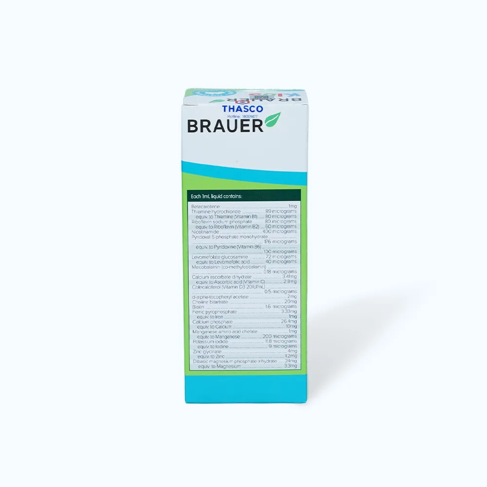 Siro BRAUER Kids Liquid Multivitamin With Iron (chai 200ml) giúp tăng miễn dịch 4