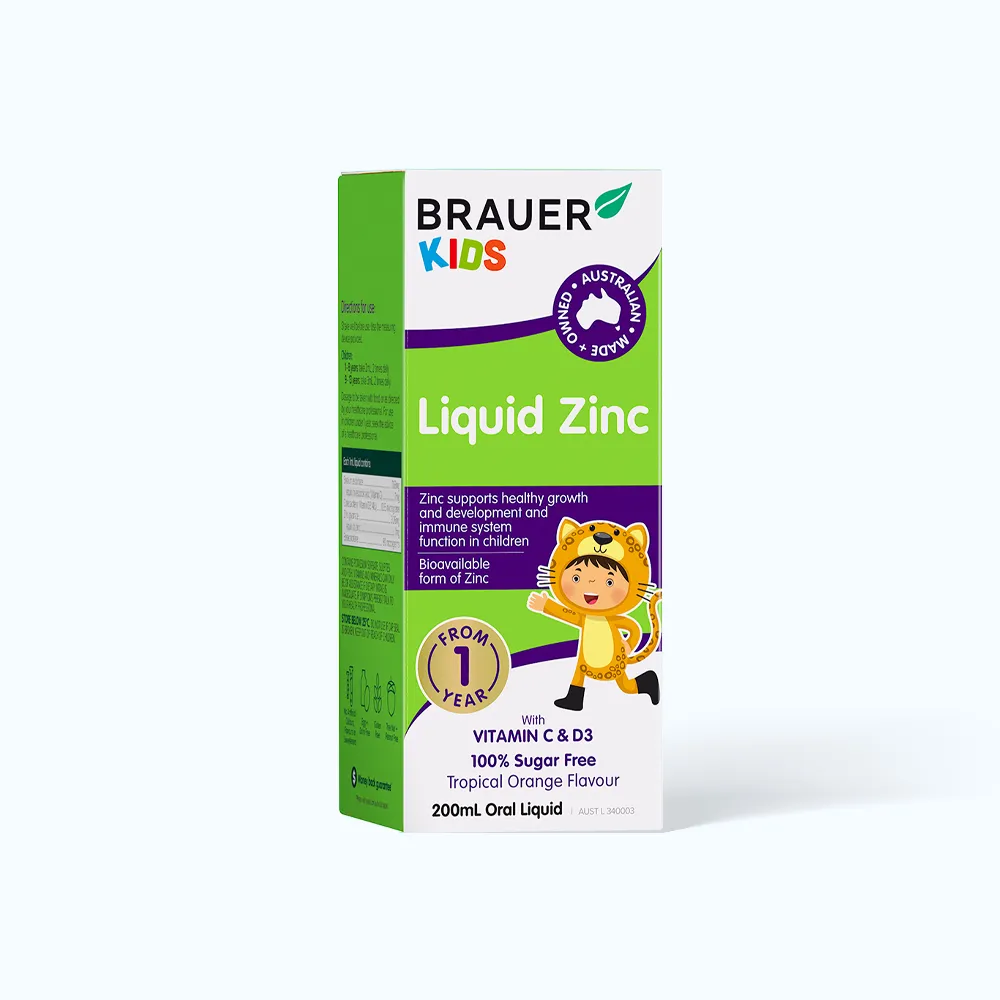 Siro BRAUER Kids Liquid Zinc (chai 200ml) giúp tăng đề kháng, bổ sung kẽm 3