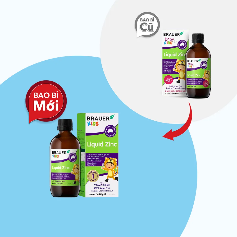 Siro BRAUER Kids Liquid Zinc (chai 200ml) giúp tăng đề kháng, bổ sung kẽm 5