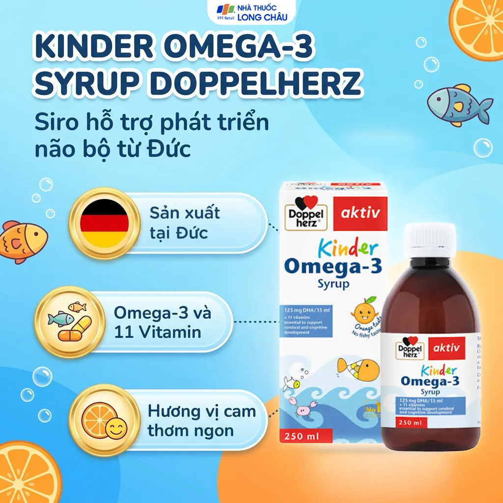 Siro Kinder Omega-3 Syrup Doppelherz Aktiv hỗ trợ phát triển não bộ (250ml) 2