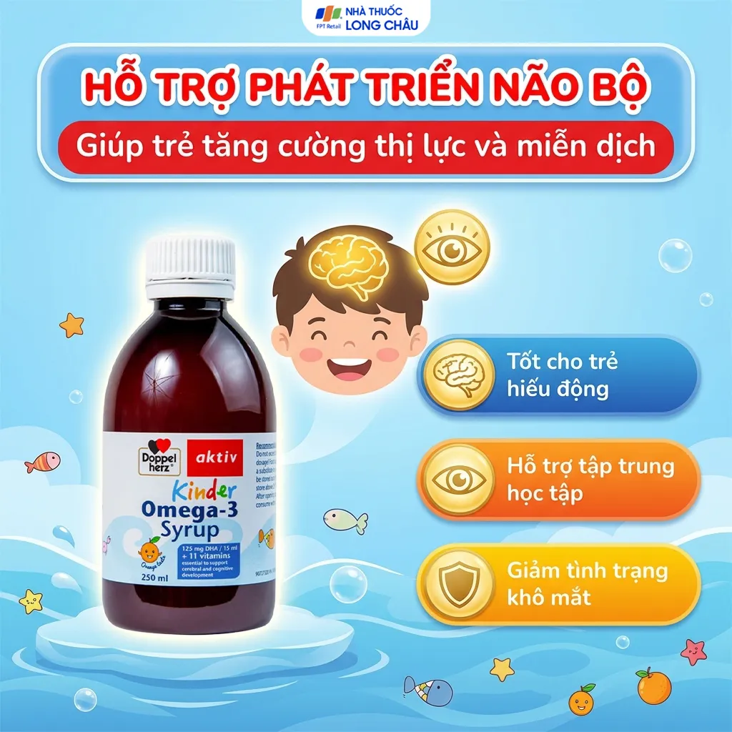 Siro Kinder Omega-3 Syrup Doppelherz Aktiv hỗ trợ phát triển não bộ (250ml) 3