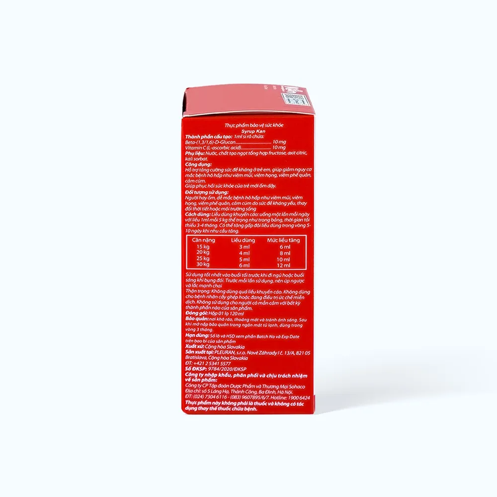 Siro KAN Imunoglukan P4H (chai 120ml) hỗ trợ tăng đề kháng cho trẻ 3