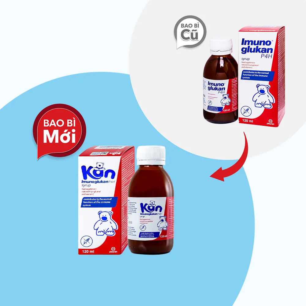 Siro KAN Imunoglukan P4H (chai 120ml) hỗ trợ tăng đề kháng cho trẻ 4