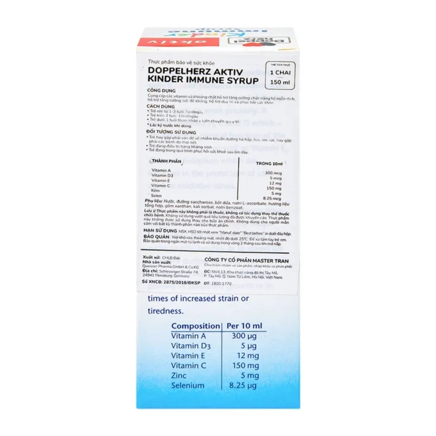 Siro Kinder Immune Doppelherz Aktiv - Tăng Cường Miễn Dịch Cho Trẻ (150ml) 4