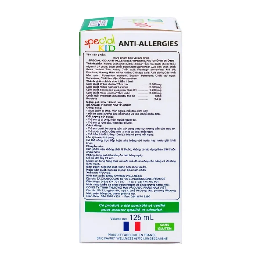 Siro Special Kid Anti-Allergies giảm dị ứng, mẩn ngứa, mề đay 125ml 5