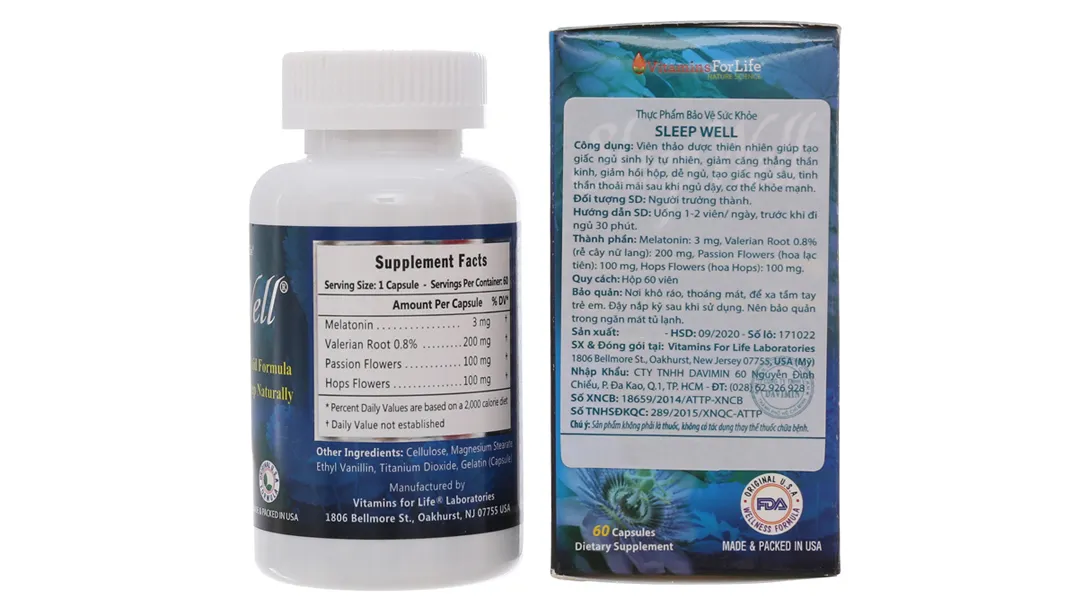 Sleep Well giúp ngủ ngon, giảm căng thẳng thần kinh lọ 60 viên 3