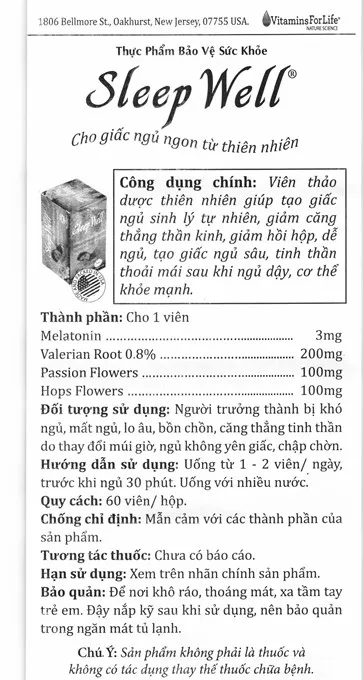 Sleep Well giúp ngủ ngon, giảm căng thẳng thần kinh lọ 60 viên 7