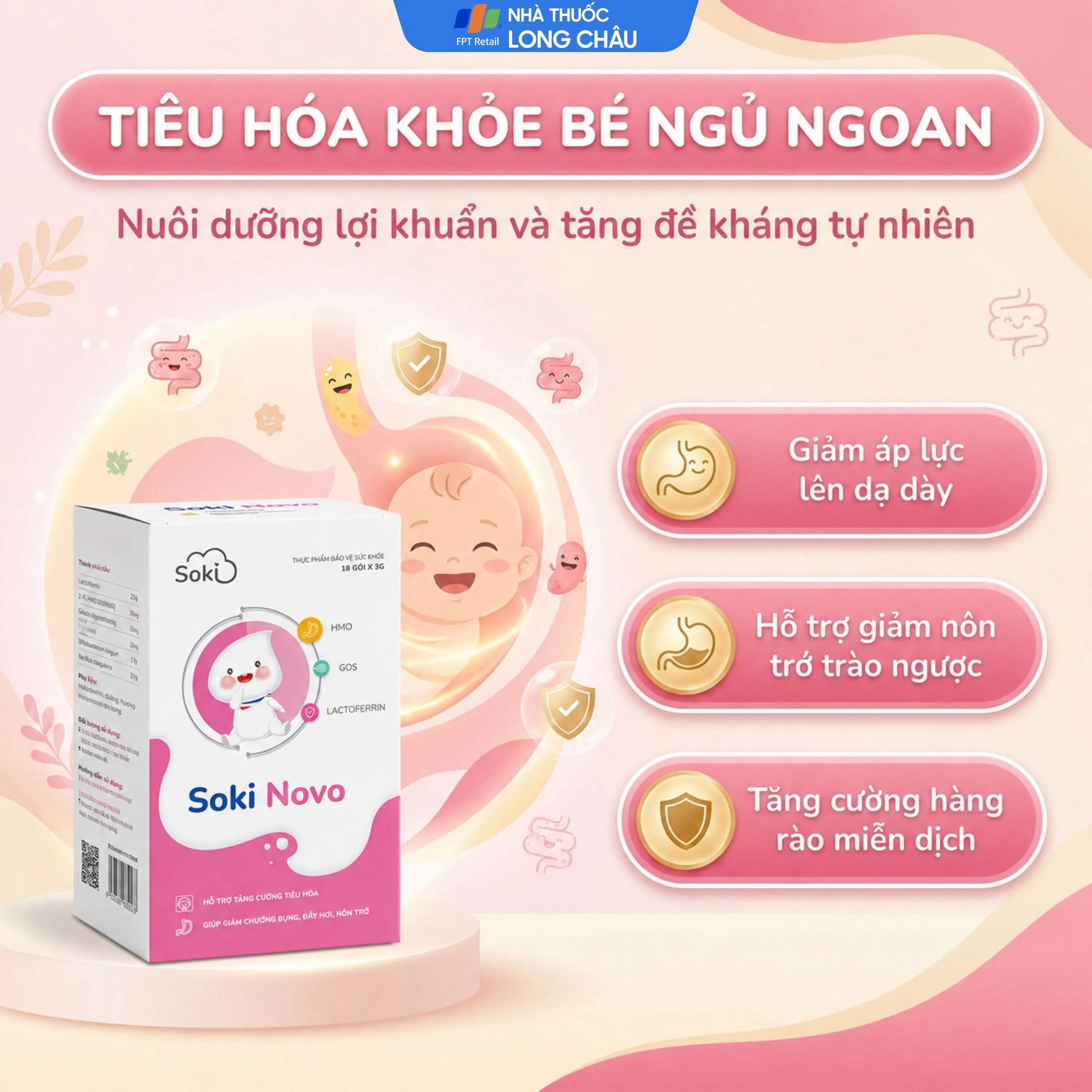 Bột hòa tan Soki Novo hỗ trợ tăng cường tiêu hóa, giúp giảm chướng bụng (18 gói x 3g) 3