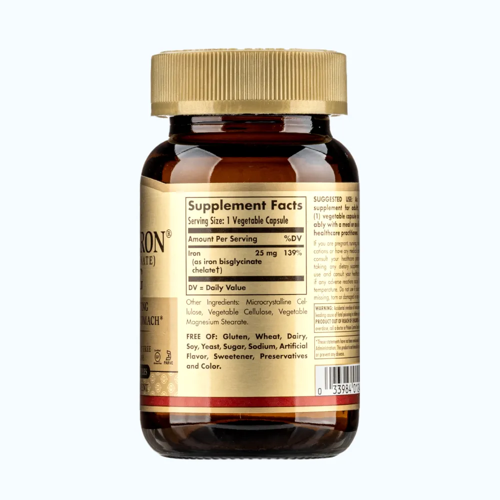 Solgar Iron Bis glycinate Hỗ Trợ Bổ Sung Sắt 25mg (Chai 90 Viên) 3