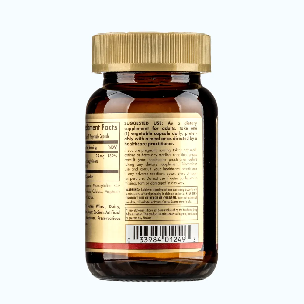Solgar Iron Bis glycinate Hỗ Trợ Bổ Sung Sắt 25mg (Chai 90 Viên) 4
