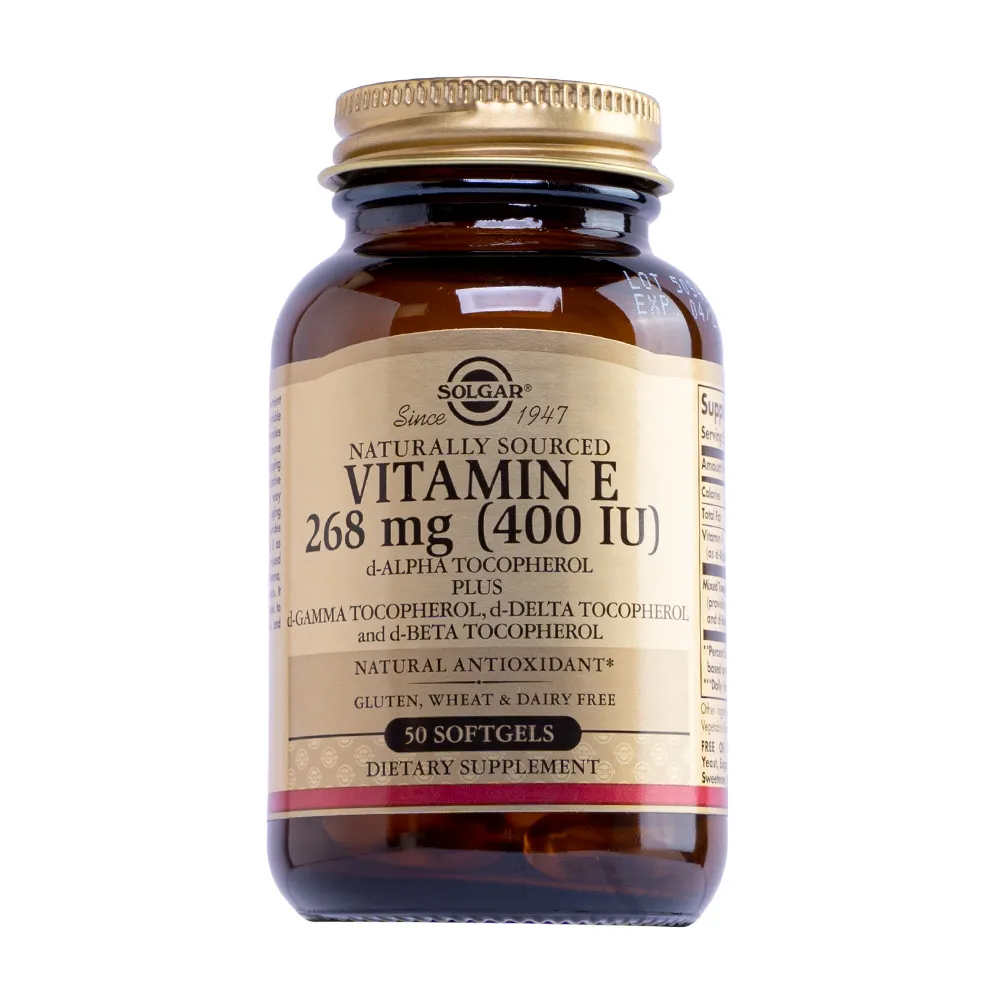 Solgar Naturally Sourced Vitamin E 268 mg (Chai 50 viên) hỗ trợ chống lão hóa