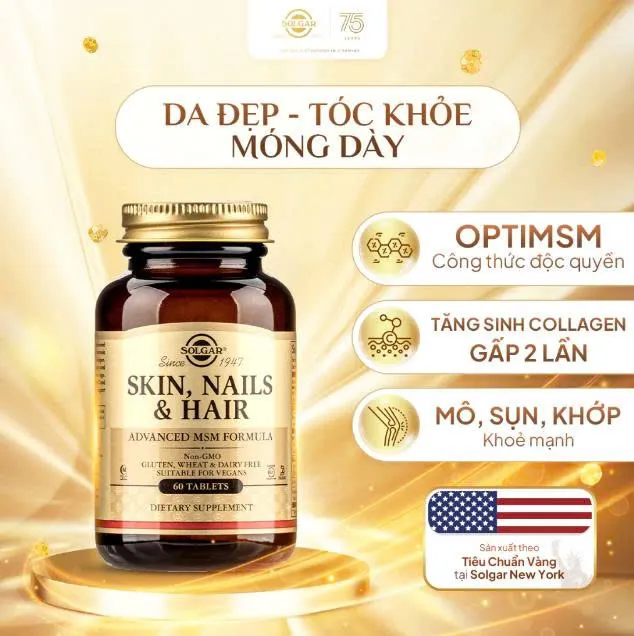 Solgar Skin Nails & Hair MSM 60 viên – Chăm sóc Da, Tóc & Móng