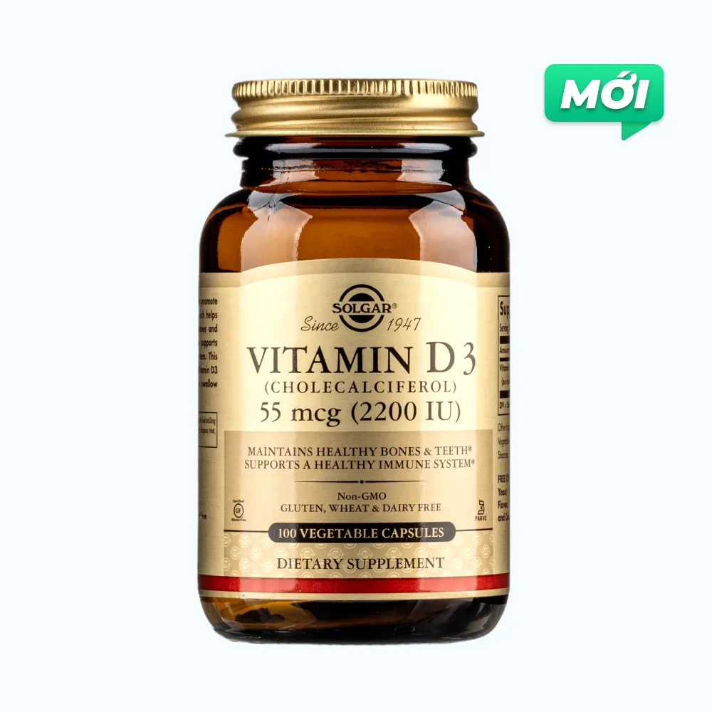 Solgar vitamin D3 2200IU Hỗ Trợ Xương (Chai 100 Viên)