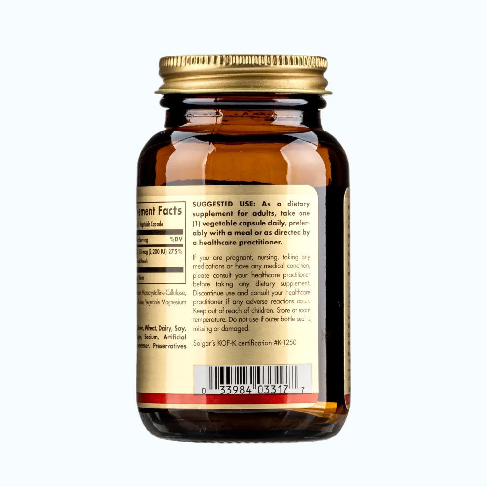 Solgar vitamin D3 2200IU Hỗ Trợ Xương (Chai 100 Viên) 4