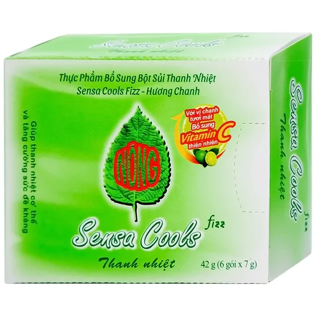 Thực phẩm bổ sung bột sủi thanh nhiệt Sensa Cools Fizz - Hương Chanh (6 gói x 7g)