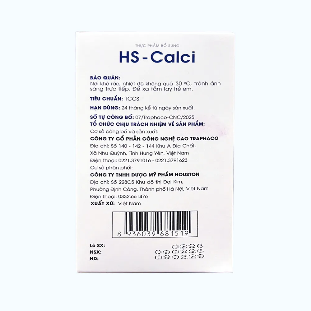Thực phẩm bổ sung HS - Calci Bổ Sung Calci 2