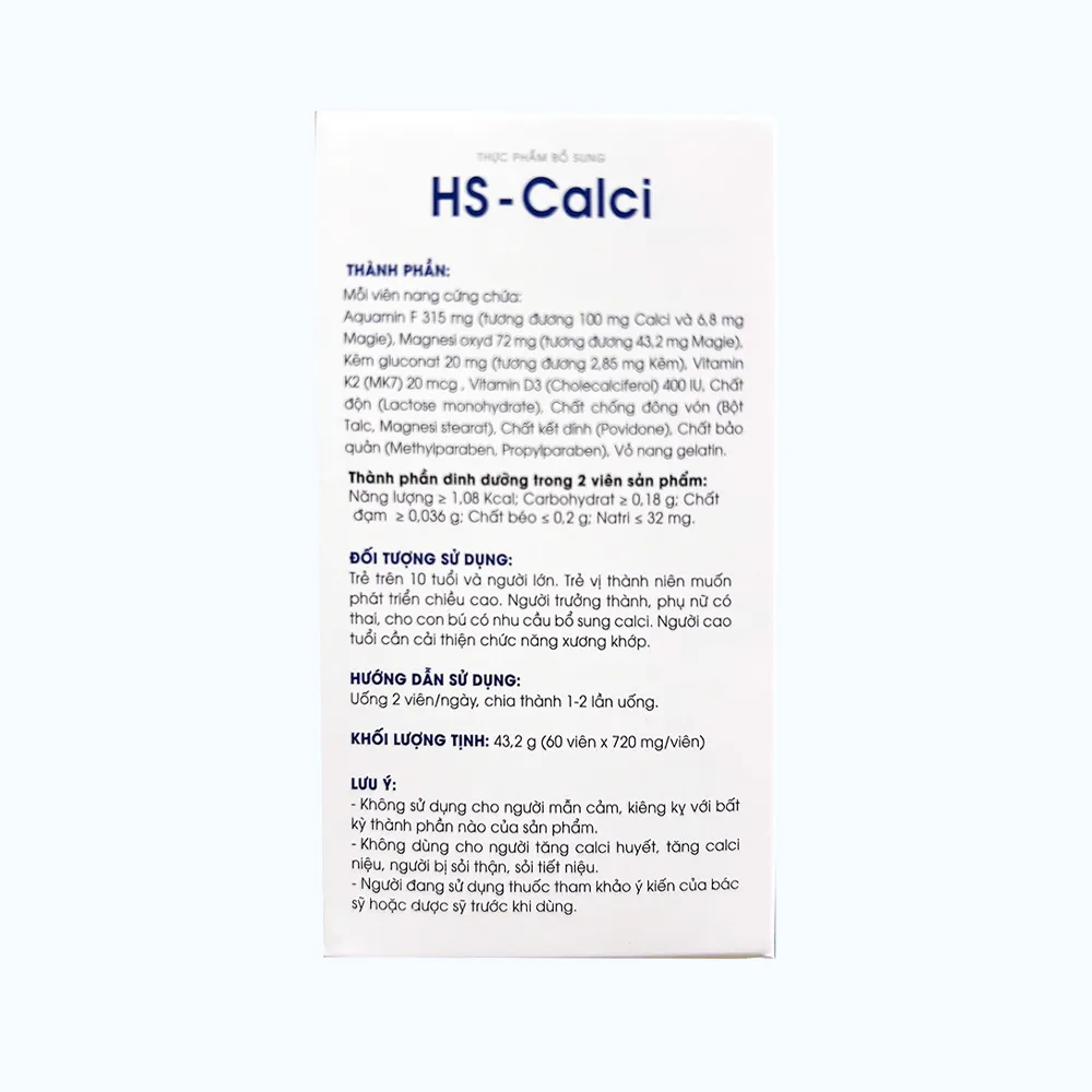 Thực phẩm bổ sung HS - Calci Bổ Sung Calci 3