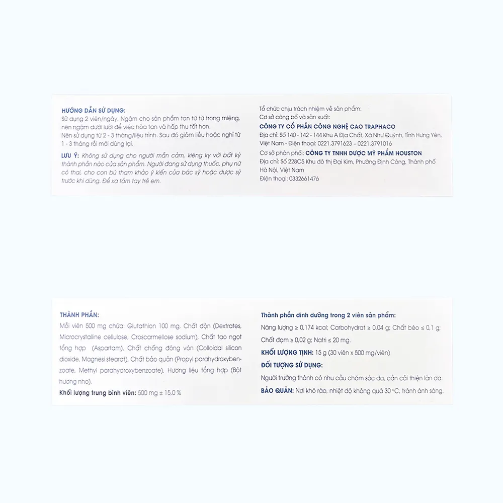 Thực phẩm bổ sung HS-GLUTATHION Glutathion 100mg (Hộp 30 viên) 2