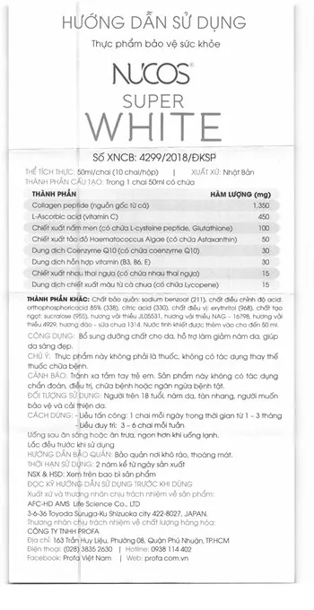 Thực phẩm bảo vệ sức khỏe Nucos Super White (10 chai x 50ml) 8