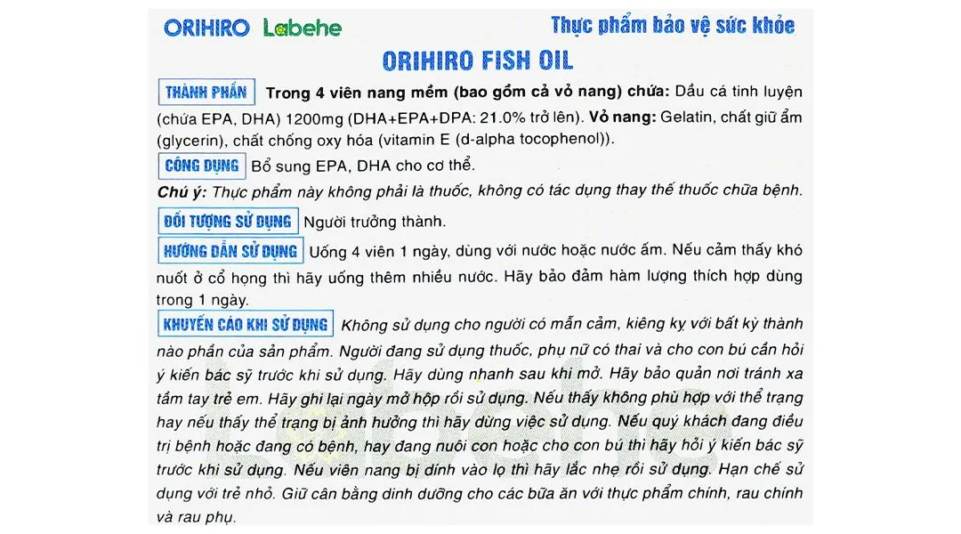 Thực phẩm bảo vệ sức khỏe: Orihiro Fish Oil 14