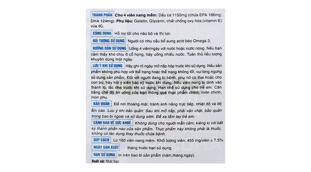 Thực phẩm bảo vệ sức khỏe: Orihiro Fish Oil 9