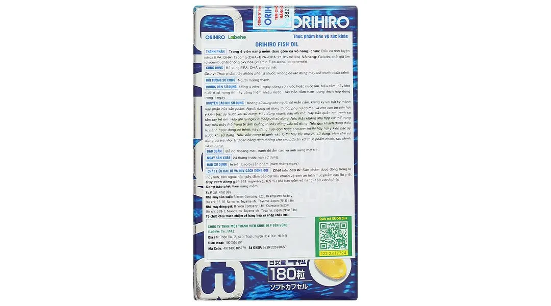 Thực phẩm bảo vệ sức khỏe: Orihiro Fish Oil 10