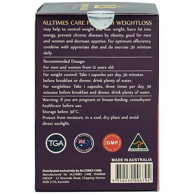 Thực phẩm bảo vệ sức khỏe Alltimes Care Platinum Weightloss (50 Viên) 4