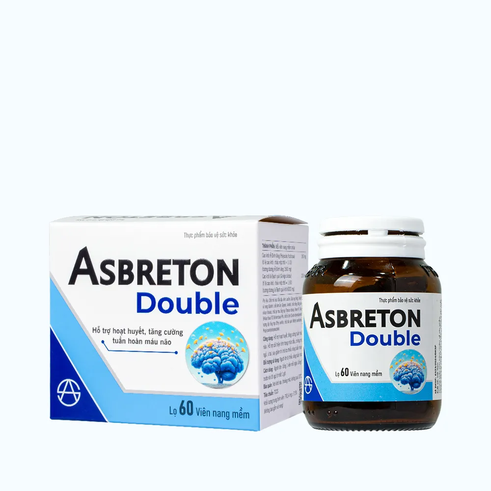 Thực phẩm bảo vệ sức khỏe Asbreton double hỗ trợ hoạt huyết, tăng cường tuần hoàn máu não (Hộp 60 viên) 2