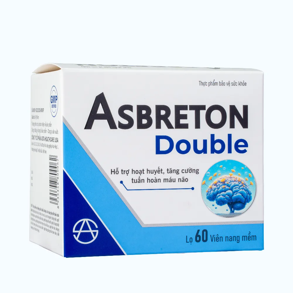Thực phẩm bảo vệ sức khỏe Asbreton double hỗ trợ hoạt huyết, tăng cường tuần hoàn máu não (Hộp 60 viên) 3