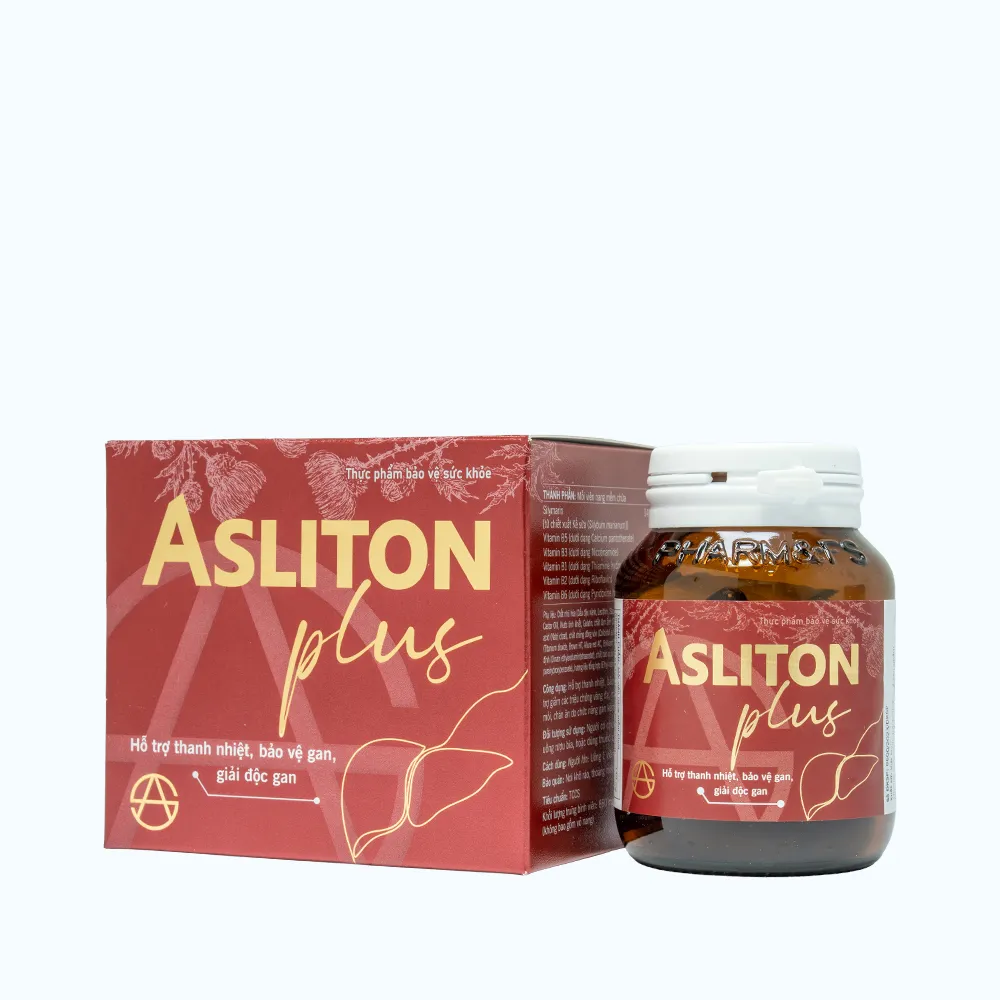 Thực phẩm bảo vệ sức khỏe Asliton Plus hỗ trợ thanh nhiệt, bảo vệ gan, giải độc gan (Hộp 60 viên) 2