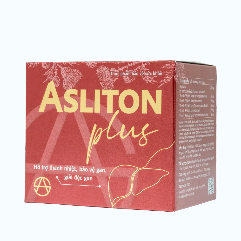 Thực phẩm bảo vệ sức khỏe Asliton Plus hỗ trợ thanh nhiệt, bảo vệ gan, giải độc gan (Hộp 60 viên) 4
