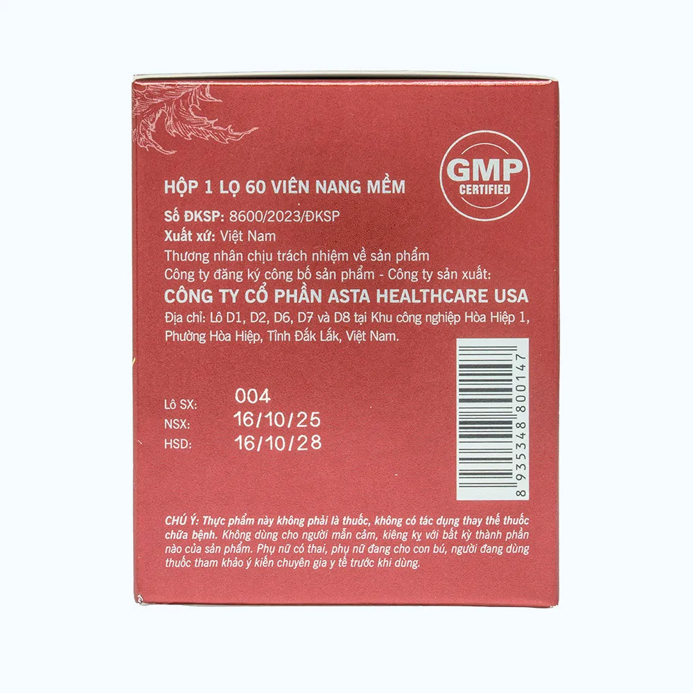 Thực phẩm bảo vệ sức khỏe Asliton Plus hỗ trợ thanh nhiệt, bảo vệ gan, giải độc gan (Hộp 60 viên) 6