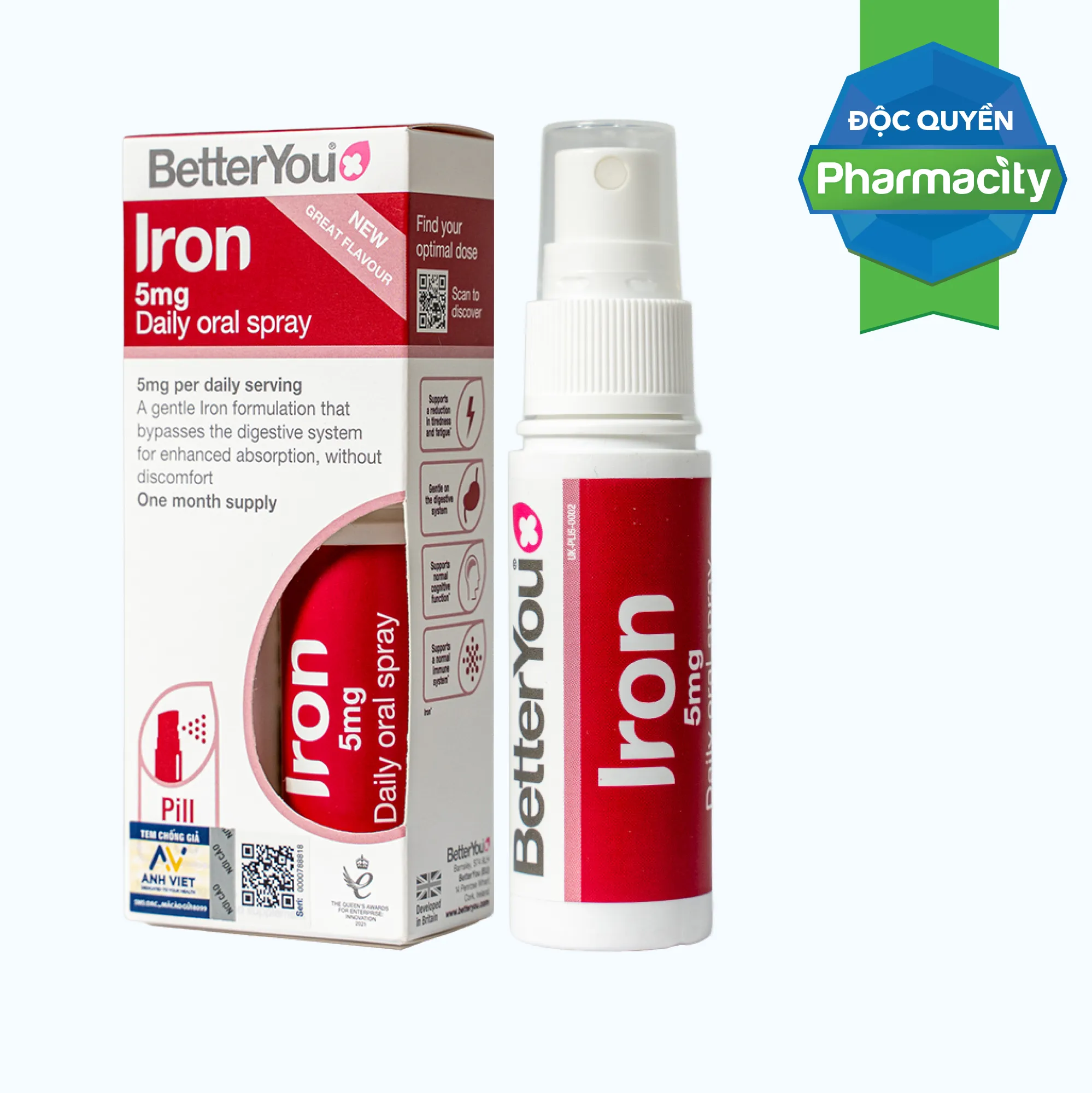 Thực phẩm bảo vệ sức khỏe BetterYou Iron 5mg Daily Oral Spray