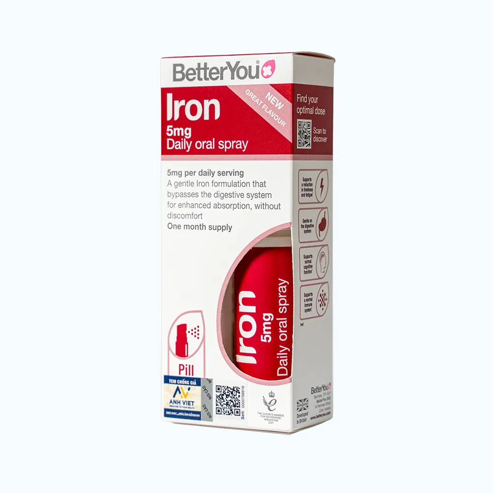Thực phẩm bảo vệ sức khỏe BetterYou Iron 5mg Daily Oral Spray 3