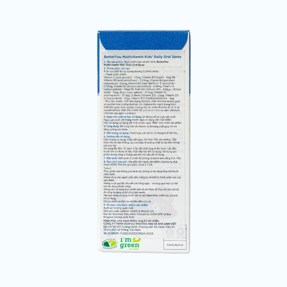 Thực phẩm bảo vệ sức khỏe BetterYou Multivitamin Kids' Daily Oral Spray (25ml) 4