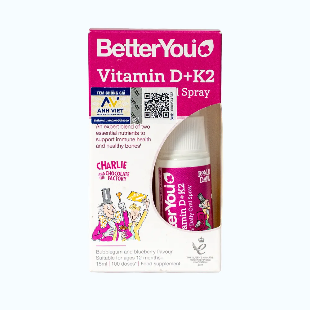 Thực phẩm bảo vệ sức khỏe BetterYou Vitamin D+K2 Kids' Daily Oral Spray (15ml) 2