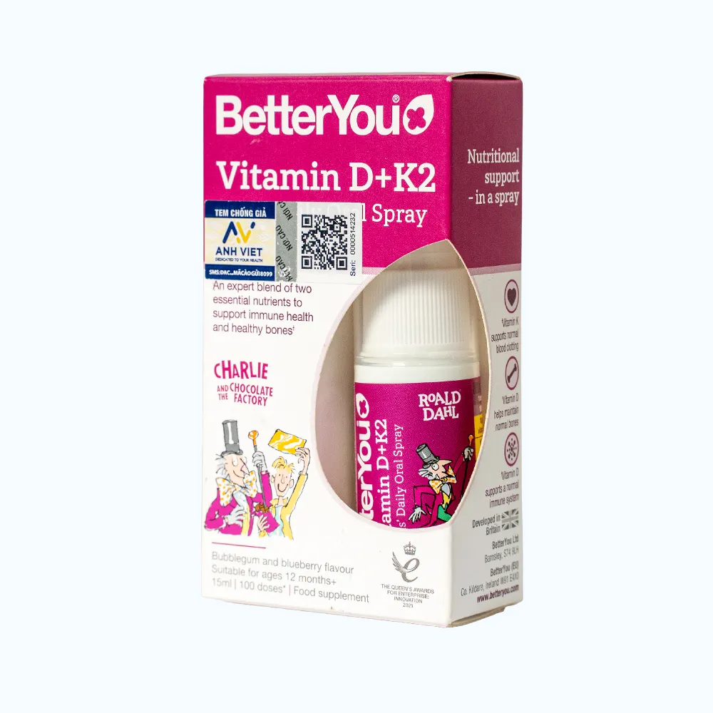 Thực phẩm bảo vệ sức khỏe BetterYou Vitamin D+K2 Kids' Daily Oral Spray (15ml) 3