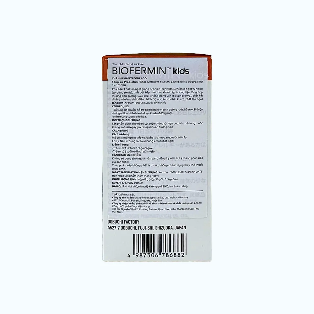 Thực phẩm bảo vệ sức khỏe BIOFERMIN KIDS Hỗ Trợ Tiêu Hóa cho Trẻ em (Hộp 30 gói x 1.5g) 2