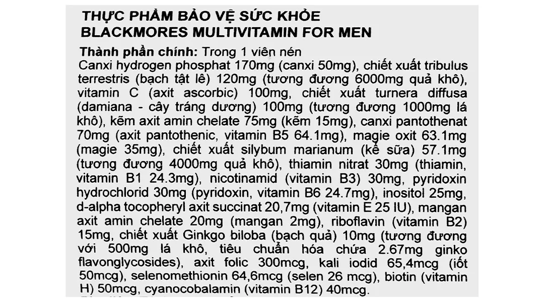VIÊN UỐNG HỖ TRỢ SỨC KHỎE NAM GIỚI BLACKMORES MULTIVITAMIN FOR MEN 50V 6