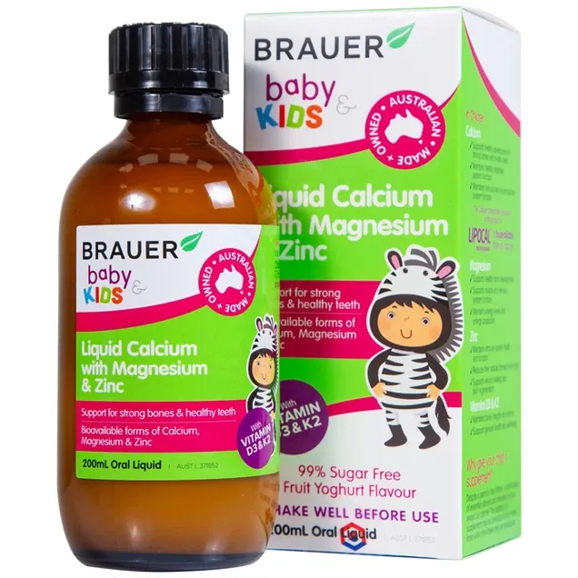 SIRO GIÚP XƯƠNG RĂNG CHẮC KHỎE BRAUER KIDS LIQUID CALCIUM WITH MAGNESIUM AND ZINC 200ML