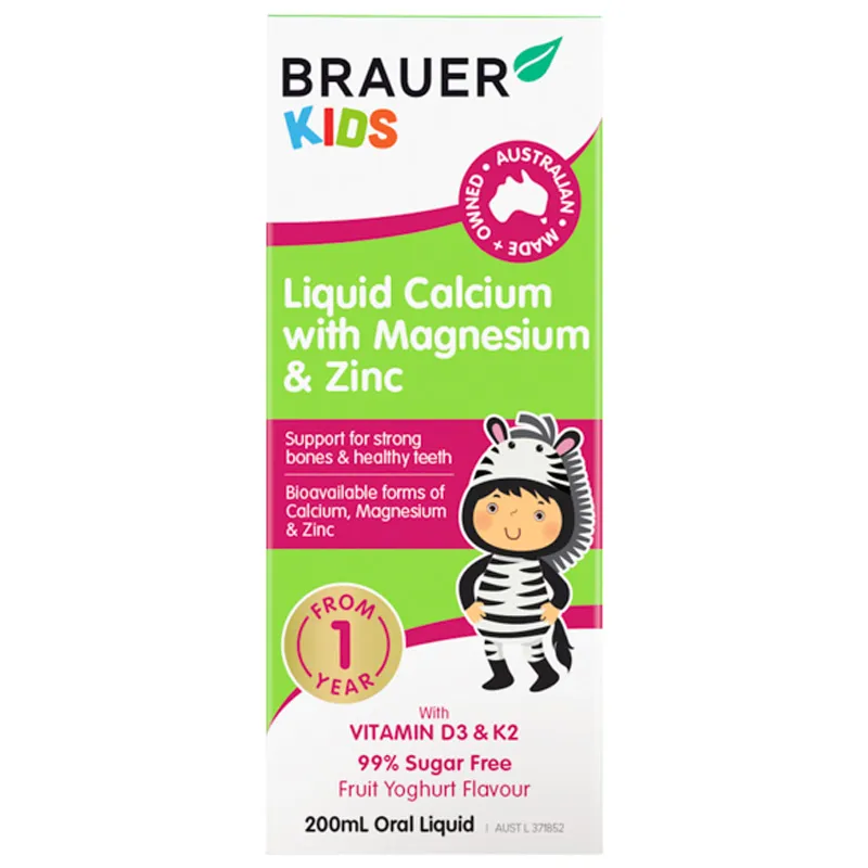 SIRO GIÚP XƯƠNG RĂNG CHẮC KHỎE BRAUER KIDS LIQUID CALCIUM WITH MAGNESIUM AND ZINC 200ML 4