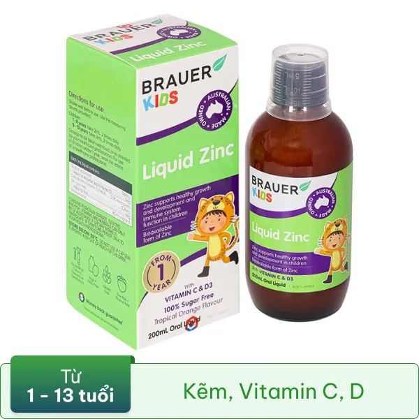 SIRO BỔ SUNG KẼM CHO TRẺ BRAUER BABY & KIDS LIQUID ZINC 200ML